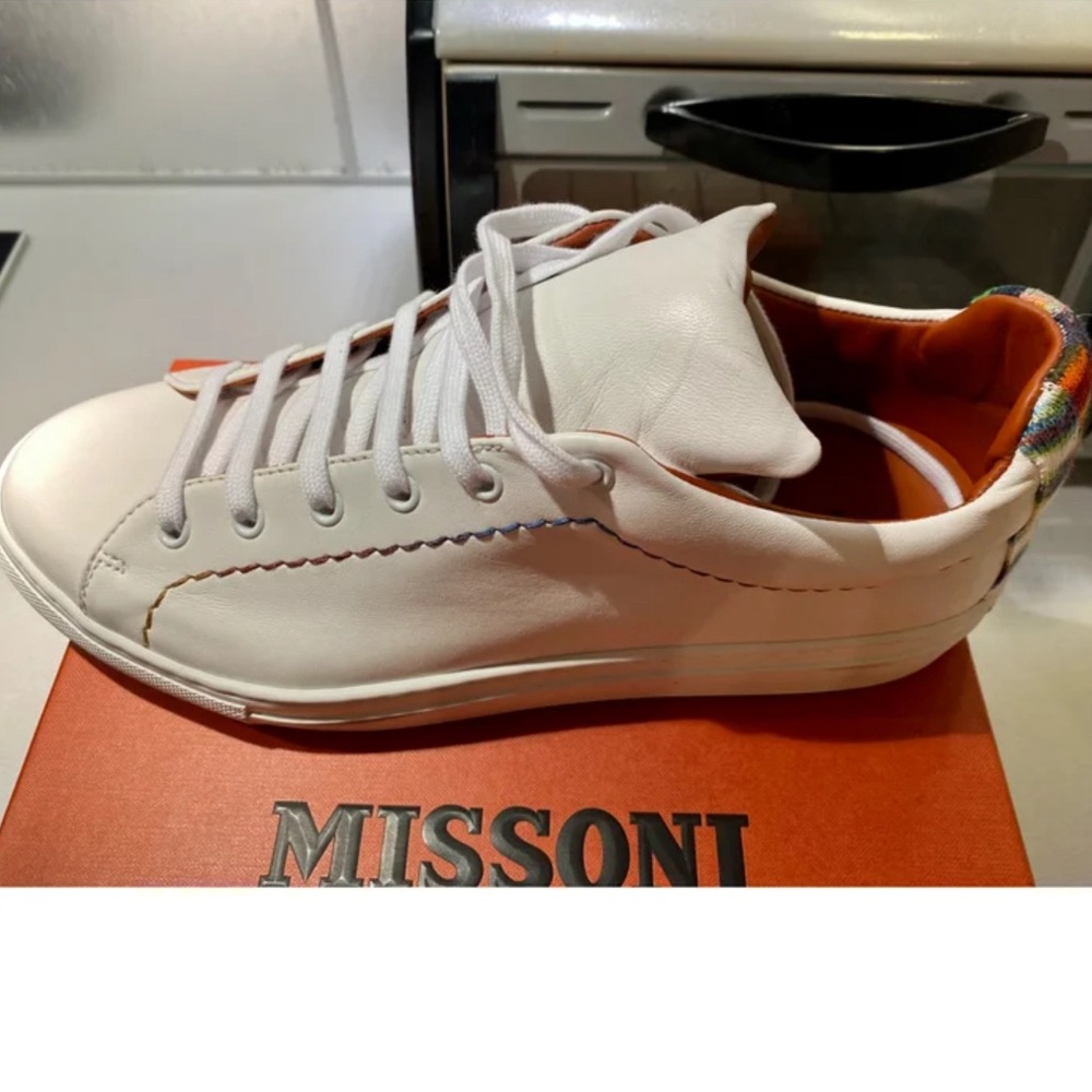 NWOB Missoni
woven-heel counter leather sneakers - 7